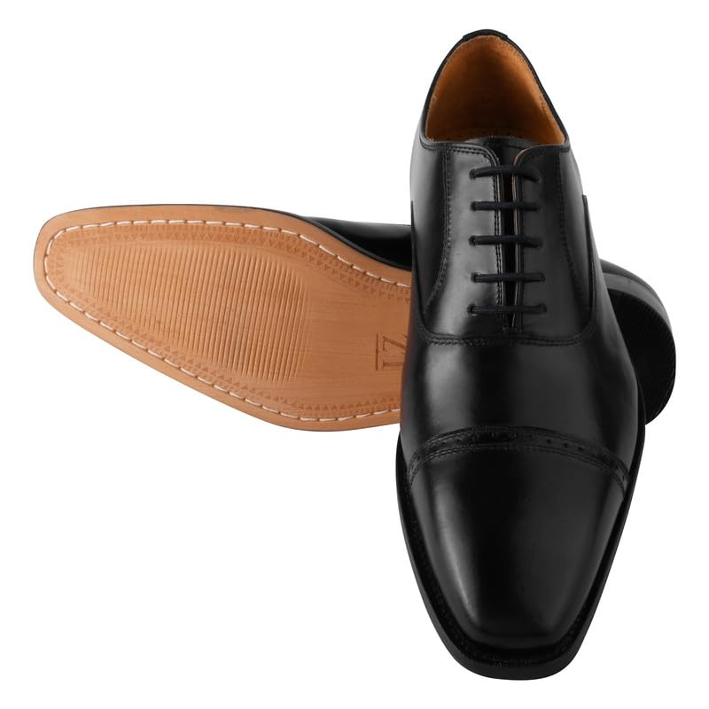 Image of LIBERTYZENO Mens Tread Design & Plain Genuine Leather Lace Up Oxford Dress Shoes for Easter Gift