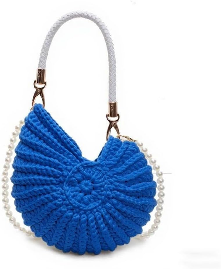 Handwoven Seashell Bag for Women Fashion Crochet Summer Boho Beach Tote Crossbody Bag Cute Conch Shoulder Handbag