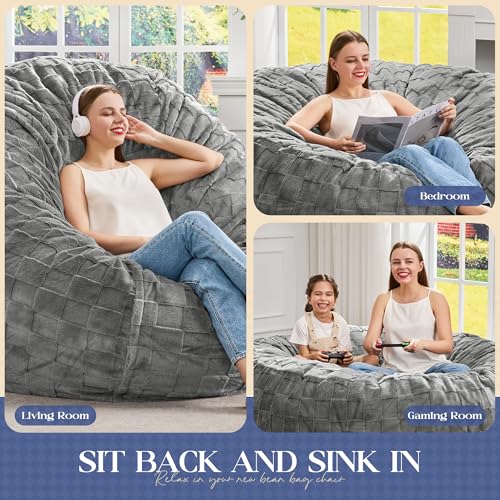 Image of Hobestluk Adults Bean Bag Chair 4FT Big BeanBag Chair Extra Large Oversized