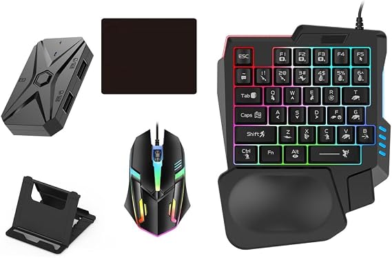 M1 Pro+ 5 in 1 Combo Bluetooth Connection Controller Mobile Games Converter Kit Gaming Keyboard Mouse Mobilador Kit