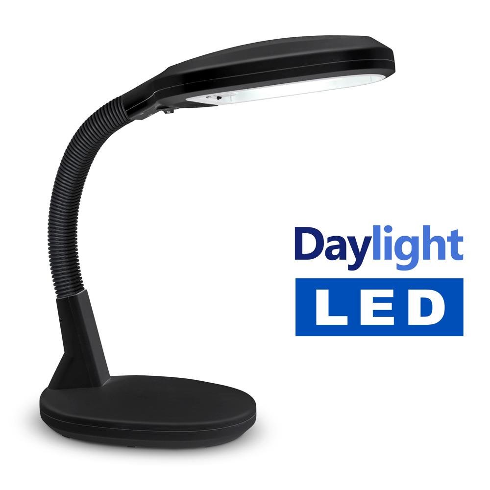 MiniSun High Power LED Daylight 9w Adjustable Black Reading Desk Light Table Lamp with Flexi Neck - Comes Complete with LED Bulb