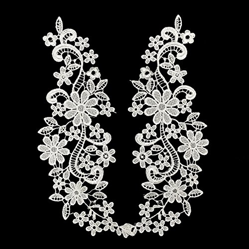 Qinlee Spitze Blumen Aufnäher Applique Applikationen Embroidery Flicken Patches Applikation Aufbügler Bügelbild Aufnäher DIY Mode Handwerk Dekoration Flicken für Kleidung (Weiss)