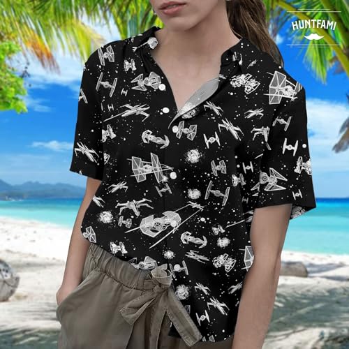 HUNTFAMI Men's Short Sleeve Shirts Button Down Casual Summer Shirts Hawaiian Shirt for Men4