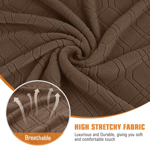 Image of VANSOFY Recliner Cover, 3-Pieces Stretch Reclining Couch Covers with Pockets Reclining Sofa Slipcovers 3 Seater Soft Washable Furniture Protector for Dogs Cats(Light Coffee)