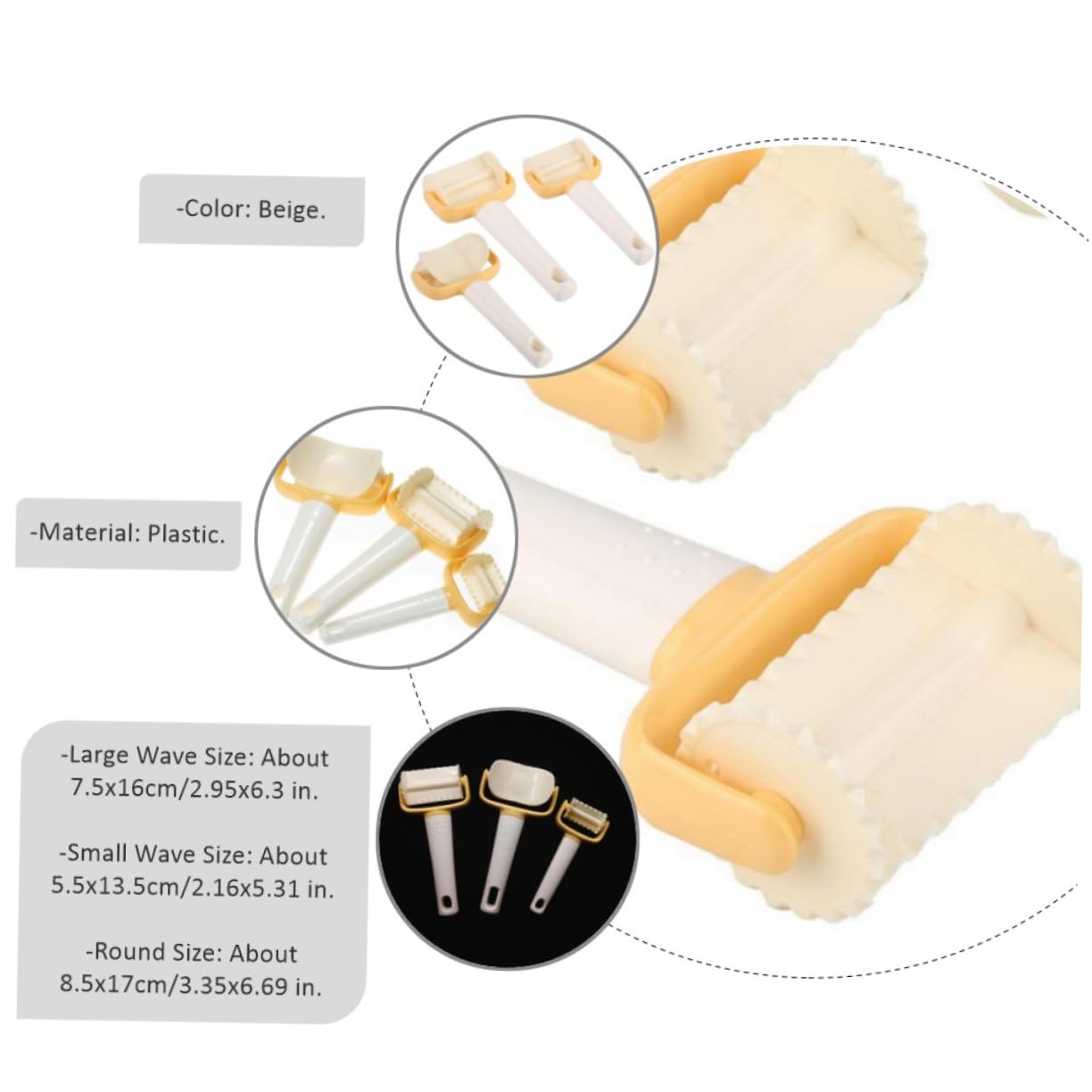 Ciieeo 3 Ensembles 3 Pièces Rouleau À Pâte Coupe Fondant Pâtisserie Rouleau Biscuit Biscuits Beige