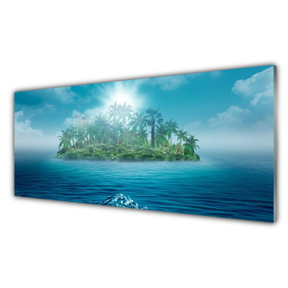 Tableau Mural Impression sur Verre Trempé 125x50cm pour Salon Cosy Style Marin Islet