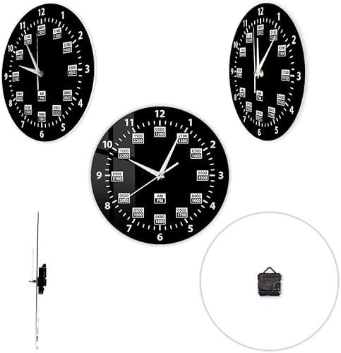 Miniatura 9 de Reloj de pared de 15 pulgadas, estilo militar, 24 horas, reloj de pared retro silencioso de cuarzo sin tictac, funciona con pilas, reloj de pared
