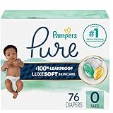 Pampers Pure Protection Baby Diapers, Size 0 (>10 lbs), 76 Count, Up to 100%...