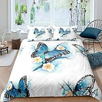 Set copripiumino matrimoniale per ginnastica artistica per ragazze, con 2 federe, 3 pezzi, con farfalle e fiori, in poliestere, per bambini e adolescenti, decorazione camera da letto