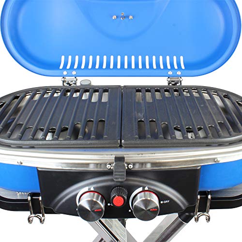 Mototeks, Inc. Portable BBQ Grill Propane Matchless Lighting Foldable CART for Camping Outdoor (Blue)