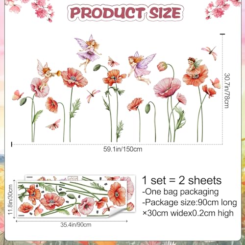 Vinilos Decorativos Flores Rosas con Hadas y Mariposas miniatura 2