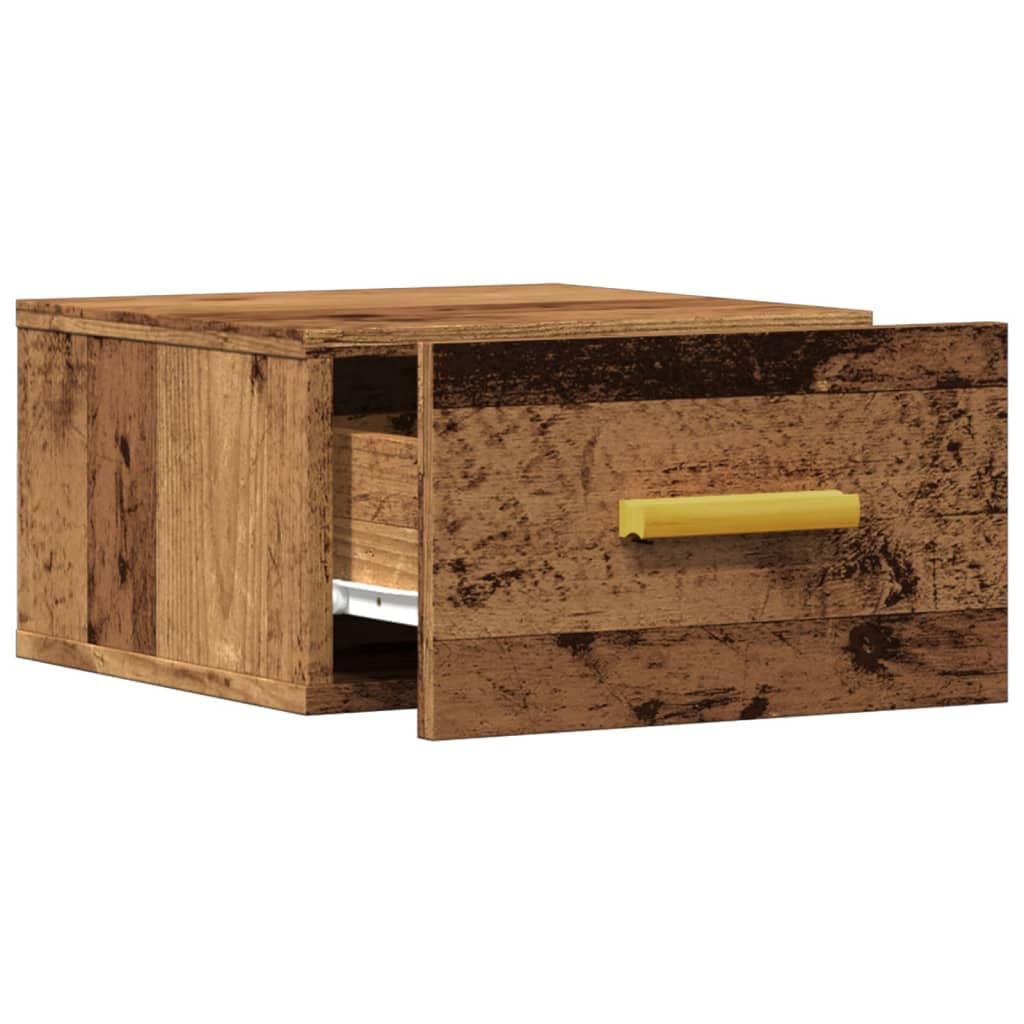 Comodino sospeso da parete, effetto legno anticato, comodino sospeso in legno per camera da letto e soggiorno, console da parete salvaspazio, 35 x 35 x 20 cm