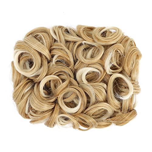 Swacc Short Messy Curly Dish Hair Bun Extension Easy Stretch Hair Combs Clip In Ponytail Extension Scrunchie Chignon Tray Ponytail Hairpieces (Blonde Mixed-27T613#) #TOP1
