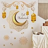 Ramadan Mubarak Window Clings,Lantern Moon Star Wall Stickers,Party Supplies Decorations Islamic Mus
