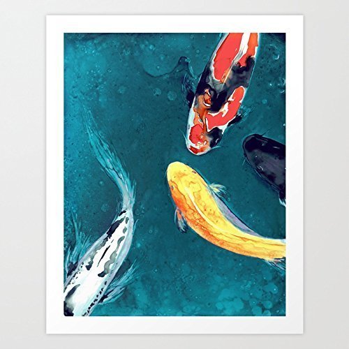 Koi Fish Watercolor Painting Japanese Carp Art Print