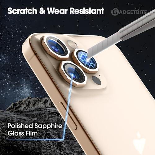 Image of GadgetBite Snaptra Octagon Lens Protector Compatible With iPhone 16 Pro & iPhone 16 Pro Max - 9H Tempered Glass Camera Cover with Metal Ring, Scratch-Resistant,Camera Lens - Desert Titanium