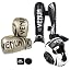 Gold Gloves, Black Shinguards, Black Handwraps