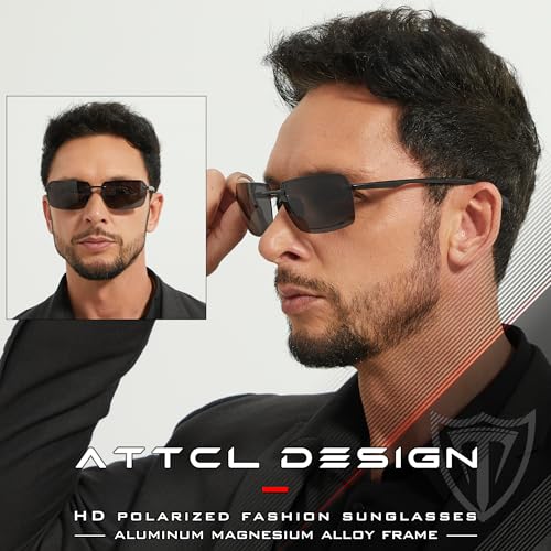 ATTCL Men's Polarized Sunglasses, UV400 Protection, Square Metal Shades for Street, Beach, Vacation3