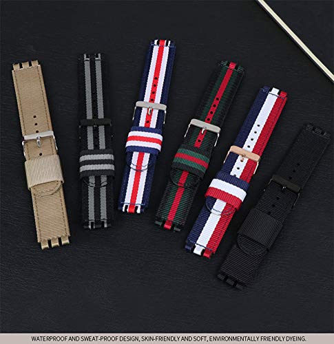 Shieranlee Compatible Con Swatch Strap(17Mm 19Mm 20Mm 22Mm),Morbido Ricambio Sportivi Nylon Band Con Chiusura Regolabile - 7