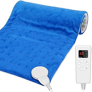 RIOGOO Heating Pad, Electric Heating Pad for Back Pain Relief, 30x60CM Soft Heat Pad - 5 Heat Levels, 4 Timers for Neck, Shoulders, CrampsUK