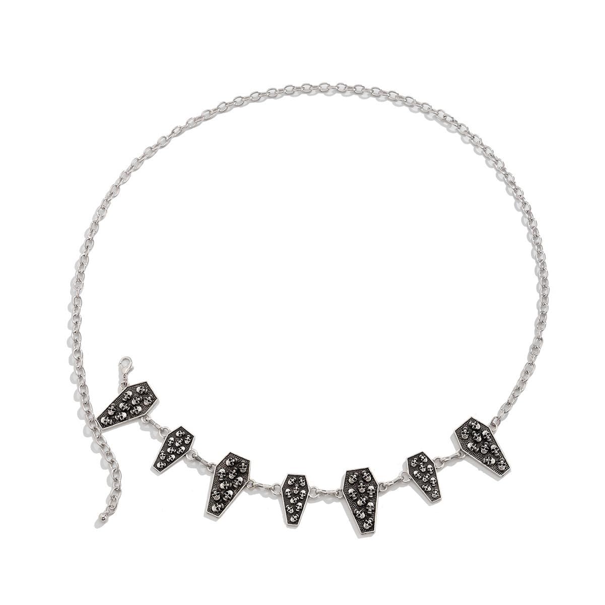 Skull Head Belts for Women and Girls Stylish Kamarbandh Kamar Chain Waist Belt for Dresses Jeans Saree (rrsd16726kb)(Silver)-image-36