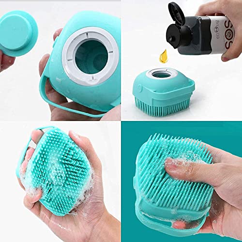 PSK PET MART Dog Shampoo Brush 80ml, Dog Bath Brush for Bathing and Shedding Short Hair, Soft Silicone Rubber Bristle Brushes for Small Dogs, Pet Cat, and Puppy Shampoo 4