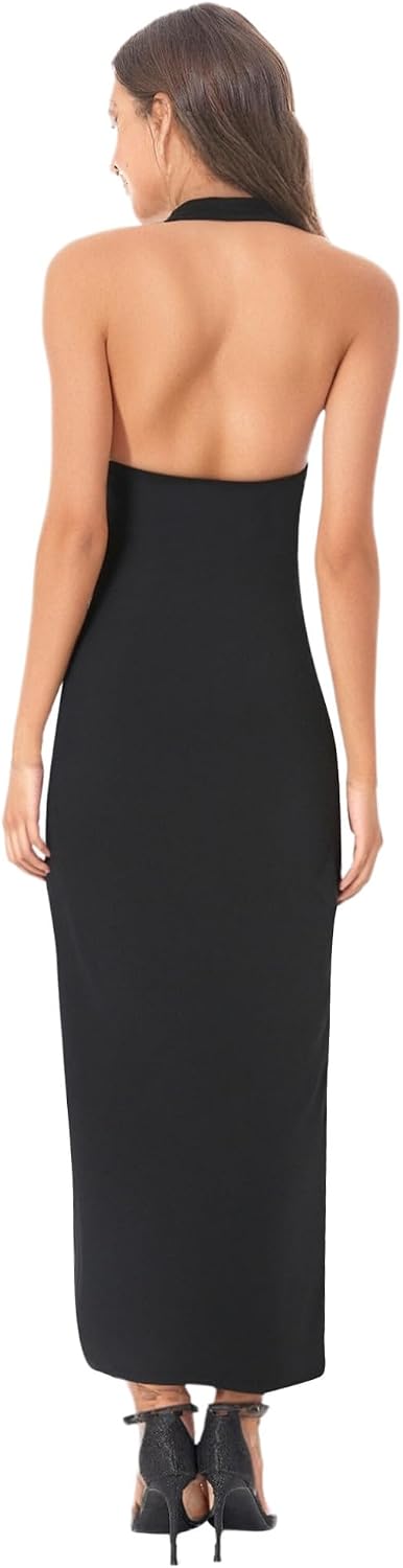 ACSUSS Sexy Cutout Halter Dress for Women Maternity Vacation Beach Outfit Pregnancy Photography Dress