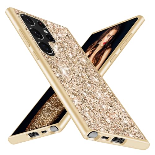 Coque Samsung S23 Ultra paillettes or protection souple antichoc 6.8 pouces 5G