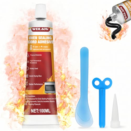 Hochtemperaturkleber, backofen Hitzebest&auml;ndiger Kleber, Hochtemperatur Silikon, Kleber hitzebest&auml;ndig f&uuml;r die Hochtemperaturabdichtung Verschiedener Arten von Kaminen, &Ouml;fen, 100 ml, Schwarz