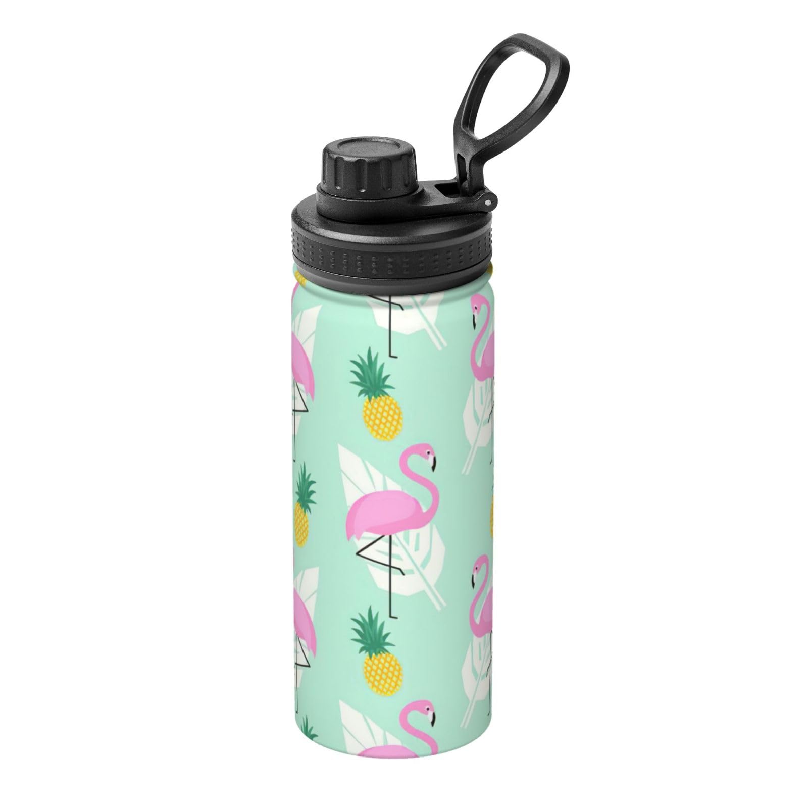 Kfjghhl Insulated Stainless Pink Flamingo Pineapples Steel Water Bottle For Sport Gym Travel Leak Camping Hiking Hydration