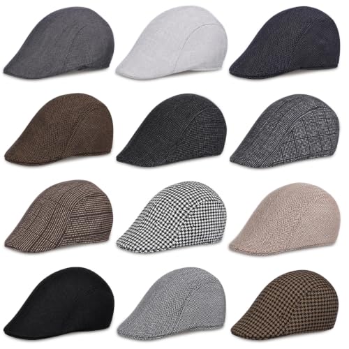 Image of Newcotte Newsboy Cap for Men Paper Boy Hat | Flat Newsies Hat, Irish Beret Hat,Boinas Para Hombre, Classic Herringbone for Cabbie Driving Hunting
