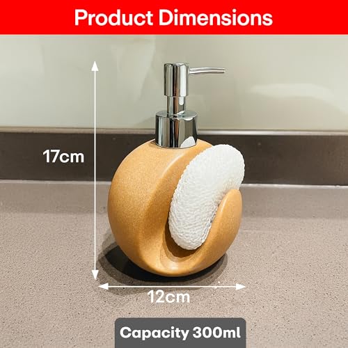 Image of Rioware Outdoor Living Liquid Soap Dispenser, 300ml, Multipurpose Refillable Ceramic Pump for Hand Wash, Dish Wash, Shampoo, Kitchen, Bathroom, and Household Use Pack of 1, Cream