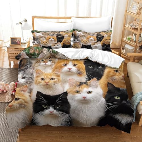 Linge de lit chaton mignon effet 3D haut de gamme microfibre douce - 3