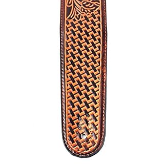 Walker and Williams GB-191 Bourbon Brown Eagle avec panier tissé et sangle rembourrée Texas Star - Les Beatles, Paul McCartney, John Lennon, RIngo Starr, George Harrison Walker and Williams GB-191 Bourbon Brown Eagle avec panier tissé et sangle rembourrée Texas Star – Image 3