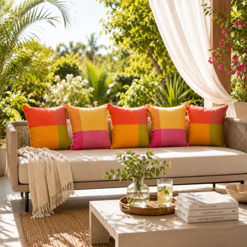 Image of RANGBHAR Handloom 100% Cotton Cushion Cover Set of 5 | Cushion with All Around Piping for Premium Finish | 16x16 Inches Hand Woven Striped Cushion Covers | Yellow Mustard