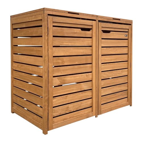AXI Lex Cache Poubelle en Bois Marron - Abri Poubelle pour 2 conteneurs - Max. 240L - Abri Poubelle Extérieur avec Excellente Ventilation