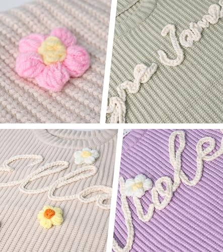 Personalized Baby Name Sweater Custom Hand Embroidered Oversized Jumper Sweaters for Toddlers, Girls, Boys, Kids3