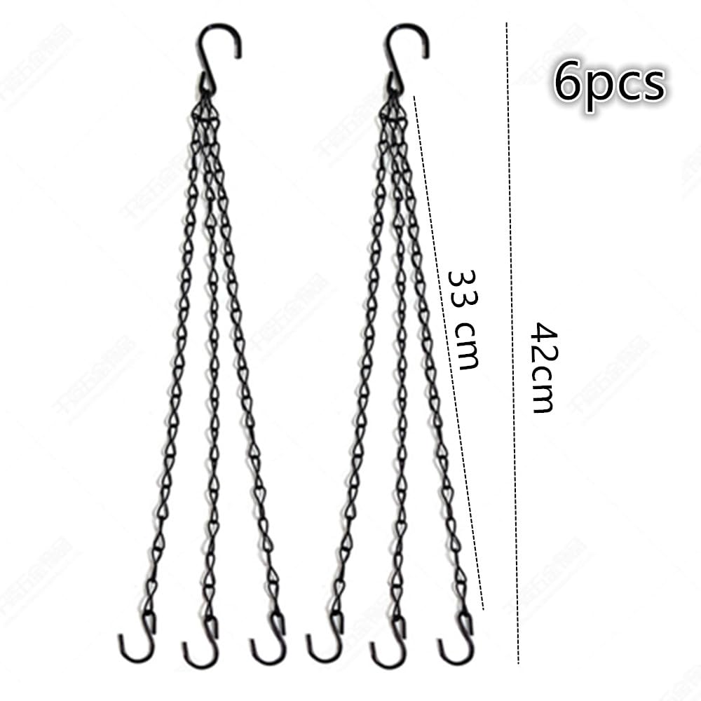 6 Pezzi Metallo Catena Sospesa,Catena per Appendere Il Cesto di Fioriere Catena a Cesto Appesa,Catena a Cesto Appesa Pianta Catena Vaso Catene in Metallo Set Clip e Ganci,Nero