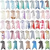 Shyyween 48 Pcs Bulk Purse Scarf Headband for Women Hair Purse Scarf Handbag Neck Ribbon for Christmas Women Headband Gift (Classic Style)