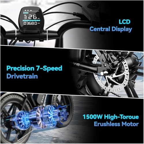 Image of SISIGAD Electric Bike for Adults, 1500W Peak Motor E Bike with 48V 15 /30Ah Battery, 60-100 Miles Range Electric Bicycle, 20 inch New All-Terrain Ebike with 7 Speeds, Full Suspension