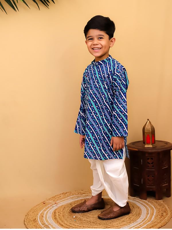 Image of superminis Boys Cotton Solid Jacket, Kurta Dhoti Set