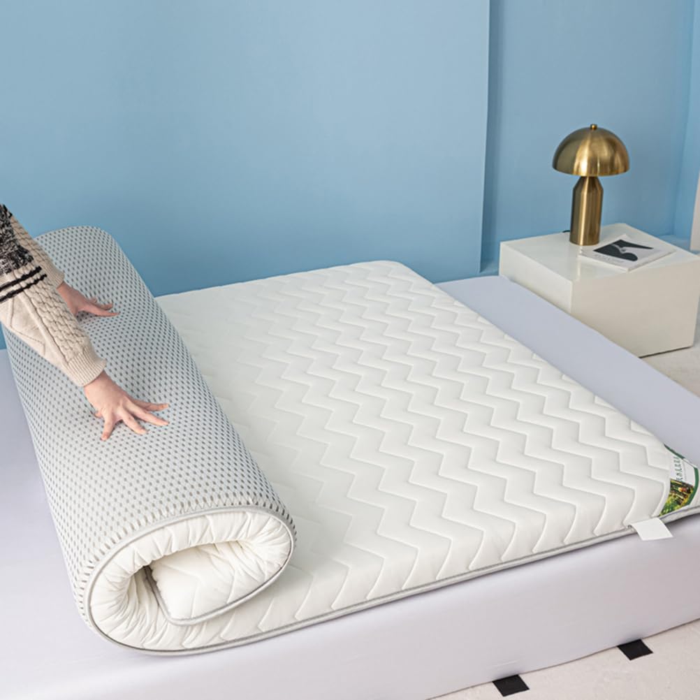 Generico Materasso Futon, Materasso Arrotolabile Traspirante Spesso 5 Cm/8 Cm, Materasso Tatami Giapponese, Materasso Pieghevole per Bambini, Materasso per Dormire, Campeggio,White 8cm,100x180cm