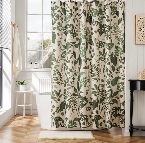 Uiiooazy Juego De Cortina De Ducha Verde Salvia Con Ganchos, Cortina De Ducha Con Hojas Verdes Y Azules, Cortina De Ducha Para Baño, Plantas Botánicas Se Desnudan, Decoración De Tela Impermeable