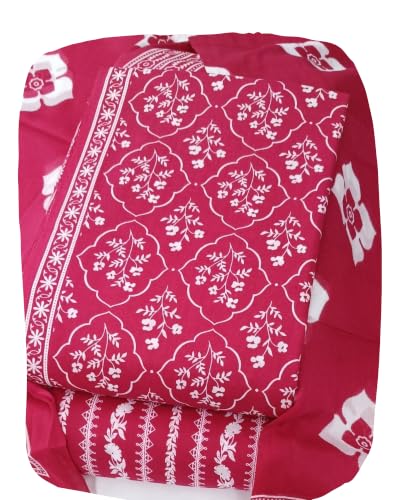 Image of DRAVINAM Trends Women's Premium Cambric Cotton Jaipuri Printed Unstitched Salwar Suit Dress Material with Mulmul Cotton Dupatta