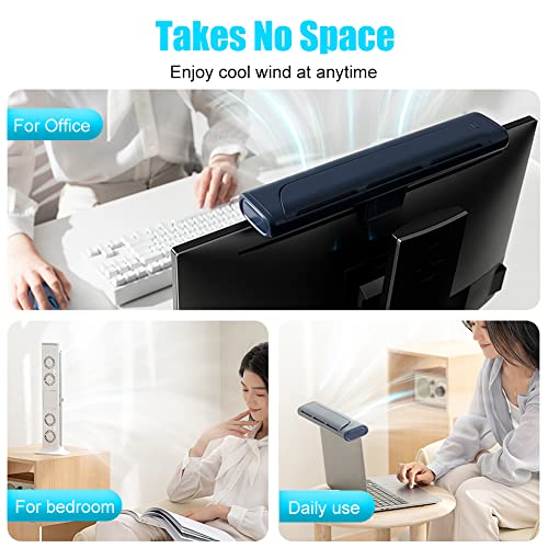 Image of Clip On Computer Fan, Bladeless Monitor Clip On Fan | Personal Cooling Fan for Office, Quiet USB Desk Fan Small Tower Fan for Desk, Suitable for Flat and Curved Monitor, Laptop