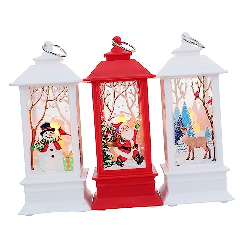 Cabilock Christmas Led Candlestick Light 3pcs Xmas Hurricane Lamps Night Lamp Decor