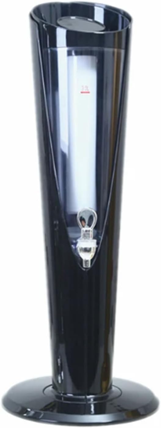 Beverage Dispenser For Party Iced Beverage Dispensers With Ice Tube Beer Tower Keg Banquet Party Bbq 3 Liters Drink Container (3L/0.9 gallon Black)
