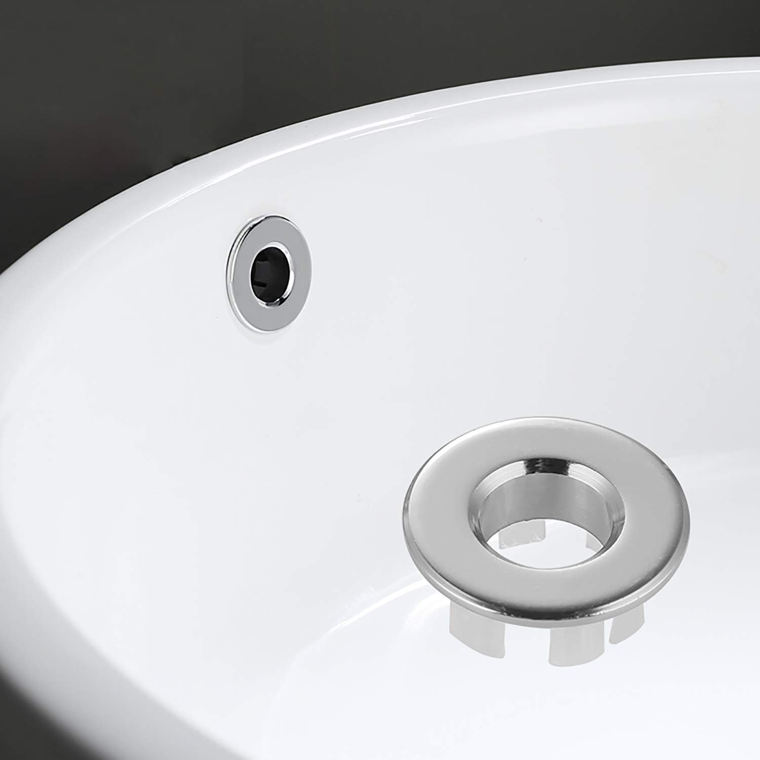 Spunklad 2Pcs Sink Overflow Cover, Basin Sink Overflow Ring, Shower Plughole Cover for Bath Kitchen Sink Plug Replacement - Image 3
