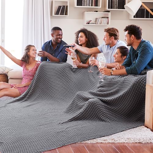 Image of Bedsure Cooling Cotton Waffle Oversized King Blanket - Lightweight Breathable Blankets Rayon Derived from Bamboo for Hot Sleepers, Luxury Throws for Bed and Sofa Dark Grey, 120x96 Inches