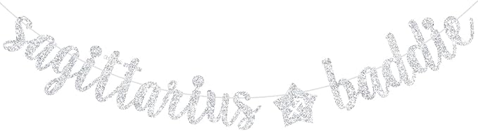 Sagittarius Baddie Banner, Sagittarius Happy Birthday Decor, 12 Constellation Zodiac Sagittarius Themed Birthday Party Decorations for Boys and Girls (Silver)